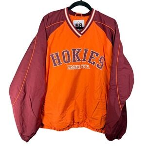 Virginia Tech Hokies Quarter Zip Pullover Jacket Orange Windbreaker Mens XL